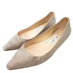 ジミーチュウ JIMMY CHOO パンプス フラットシューズ ラメ ポインテッドトゥ 35 シルバー色 /YJ ■GY11