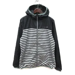 ニューバランス NEW BALANCE ジャケット パーカー ボーダー 長袖 L 黒 ブラック 白 ホワイト カーキ /MS