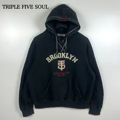 TRIPLE FIVE SOUL 00s archive BROOKLYN LOGO sweat hoodie M トリプルファイブソウル ロゴ スウェット パーカー ゴム紐 アーカイブ ストリート 短丈