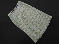 23区 ツイード スリット ロング スカート size38/白ｘ青ｘ紺 ■◇ レディース