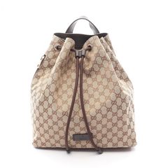 GUCCI グッチ GGキャンバス リュック バックパック 巾着 GG柄 レザー