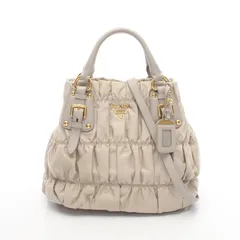 プラダ PRADA ハンドバッグ ベージュ ナイロン レザー 2wayショルダー レディース Used A
