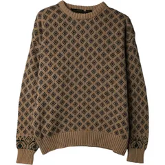 古着 70~80年代 エディーバウアー Eddie Bauer 黒タグ 総柄 コットンニットセーター メンズM相当 ヴィンテージ/eaa399246