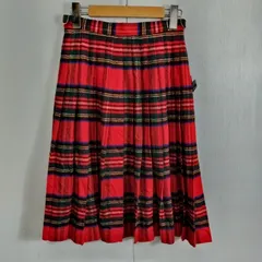 Johnstons OF ELGIN ジョンストンズ オブ エルガン 巻きスカート ラップ タータンチェック スコットランド製 SCOTLAND 古着 vintage レディース L レッド系 B583