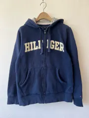 トミーヒルフィガー メンズ ネイビー フードジップアップ アウター コットン ジップアップアウター M