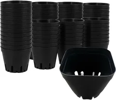 ideamall 苗ポット スリット鉢 家庭菜園 発芽 多肉植物 プレステラ 50個セット (ブラック,  6.3x6.3x5.3cm)のサムネイル