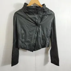 io comme io イオコムイオ レザー ジャケット 羊革 ライダース クロップド ライトアウター レディース 38 ブラック系 B587のサムネイル