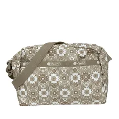 LESPORTSAC(レスポートサック) ショルダーバッグ - グレーベージュ×ブラウン×白 花柄
