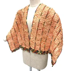 京やR168　和装ショール　和洋兼用　ストール　着物用ストール　大判ショール　正絹　着物用ショール　絹100％　リボンヤーン　透かし編み　レースショール　オールシーズンOK　和装洋装兼用　和装小物　リサイクル着物【美品】【中古】