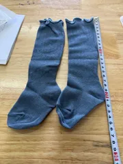 ＜在庫処分＞2足セット　秋冬 キッズ用 ニーハイソックス 中長丈 あったか 牛仔ブルー Sサイズ　bu1