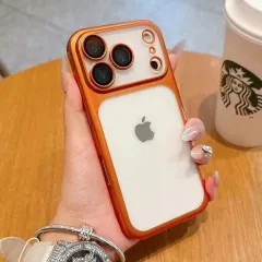 iPhoneケース メッキ ソフトケース オレンジ ブルー 高級ミニマルデザイン シンプル おしゃれ スマホケース スマホカバー iPhone17Pro iPhone17ProMax