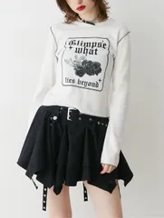 jouetie ジュエティ Tシャツ/カットソー M ホワイト 前面プリント ショート丈 長袖 クルーネック(丸首)