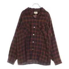 VINTAGE (ヴィンテージ) 50ー60s WOOL CHECK OPEN COLLAR SHIRT ウール オープンカラー チェック 長袖 シャツ オレンジ