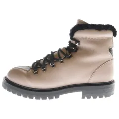 VALENTINO (ヴァレンティノ) レースアップ レザームートンブーツ シューズ ピンク レディース