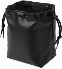 VIVIORA Camera Pouch, Drawstring Bag, Compact Camera Case, Stylish, Cute, Colored, Water-Repellent Leather, Suitable for DSLR, Mirrorless, and Compact Cameras (Black, L Size)