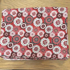 コットン生地　3m　和花　花柄　赤　レッド　和風　浴衣生地　幅106×306