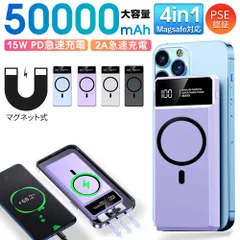 🔥【大人気】激安♬防災・  50000mah大容量 マグネットモバイルバッテリー PD急速充電・4台同時充電  LED残量数字表示  防災グッズ・旅行/出張 持ち運び便利 PSE認証.