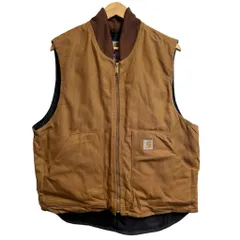 Carhartt カーハート ダックベスト ワークベスト 企業ロゴ 刺繍 茶色 ブラウン Lサイズ No.M637
