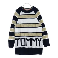 TOMMY HILFIGER (トミーヒルフィガー) Icons Sweater クルーネック ボーダーニットセーター ホワイト/ネイビー