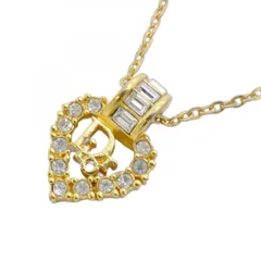 ★SALE【6jab0633-k】クリスチャンディオール ネックレス ディオールロゴ GPメッキ ラインストーン ゴールド【中古】レディース