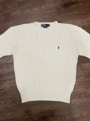 90s ポロラルフローレン ケーブル ニット コットン セーター アイボリー
