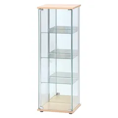【在庫処分】不二貿易 コレクションケース フィギュアケース 4段 幅42.5×奥行36.5×高さ120cm ナチュラル 強化ガラス 背面ミラー 組立商品 97337
