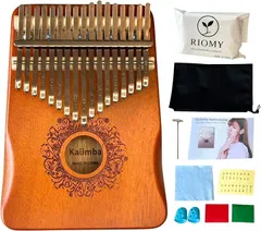 RIOMY カリンバ 17キー 木製 日本語説明書付き 初心者セット 調律済み ワントーン 親指ピアノ 音色 音楽療法 癒し 楽器 ギフト ブ (ブラウン)