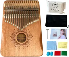 RIOMY カリンバ 17キー 木製 日本語説明書付き 初心者セット 調律済み ワントーン 親指ピアノ 音色 音楽療法 癒し 楽器 ギフト ブ (ナチュラルウッド)
