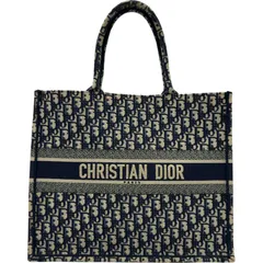クリスチャン・ディオール Christian Dior ブックトートラージ M1286 ネイビー オブリークジャカード レディース トートバッグ