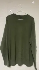 UNIQLO ユニクロ カシミア クルーネック セーター 長袖 オリーブ XL 出品