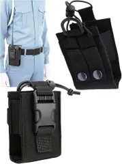 KITAX トランシーバー用ホルダーケース 交通誘導 警備 現場 2個セット 肩・腰ベルト対応 保護 収納 (ブラック)