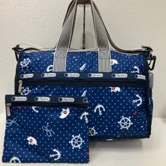 9922　LeSportsac　レスポートサック　2way　ボストンバッグ　旅行用バッグ　トラベルバッグ　ポーチ　ネイビー　ブルー　紺　青　マリン柄　船　ロープ　イカリ　レディース　軽量　カジュアル　シンプル