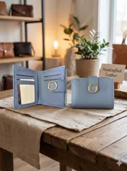 ✅【新品未使用】財布　二つ折り財布 ブルー　合成皮革