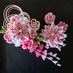つまみ細工の髪飾りセット/ピンク系/七五三/結婚式/卒業式/成人式