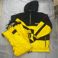 GOLDWIN　ゴールドウィン　スキーウェア　スノーボードウェア　2点セット　2Lサイズ　メンズ　G-KONGシリーズ　ヴィンテージ　1990年代　イエロー　黄色　ブラック　黒
