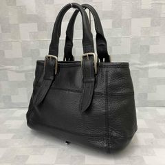 WAKO レザーハンドバッグ 2way シボ革 ステッチ 底鋲 a4可 ブラック