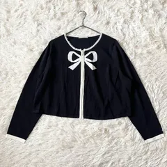 Rose Tiara　ローズティアラ　フロントファスナーリボンニット　カーディガン　黒　大きいサイズ46　3XL　4XL