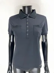 【USED】OAKLEY オークリー ポリエステル 半袖 ポロシャツ 胸ポケット ロゴ刺繍 ブラック 黒 レディース L ゴルフウェア