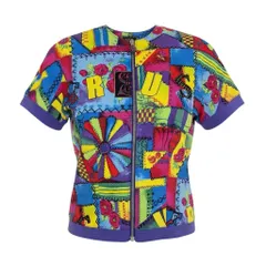 Ib19  VERSUS Gianni Versace ジャンニヴェルサーチ 総柄 半袖ジャケット ジップアップ 38 マルチカラー レーヨン レディースu02tのサムネイル