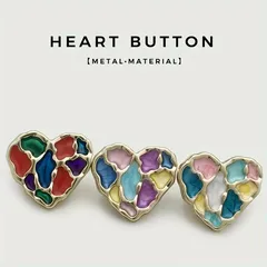 【5個セット】ピーチハート メタルボタン 18mm 裏足付き レッド ピンク パープル ゴールドフレーム 手芸 裁縫 パーツ リメイク 金属製 シャンクボタン 飾りボタン カーディガン セーター ニット ハンドメイド 素材 5個入 華やか かわいい