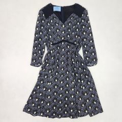 PRADA デニムワンピース フリル ノースリーブ ストレッチ フレア 38