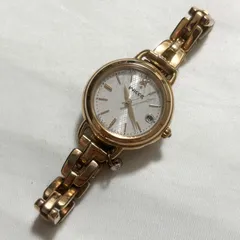 【送料無料】CITIZEN/シチズン/wicca/ウィッカ/ソーラーテック電波腕時計/ホワイト×ゴールド/動作未確認/中古品/ジャンク品扱い