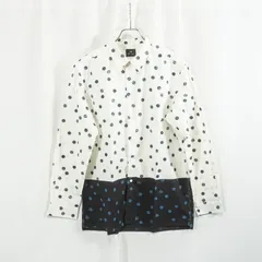 PS Paul Smith ポールスミス ドット柄 長袖シャツ L メンズ バイカラー コットン100% 日本製 水玉 総柄 カジュアル モード 美品 春秋