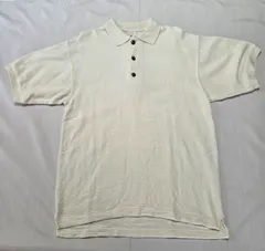 cotton deluxe casuals USA製 ポロシャツ／ メンズMサイズ ホワイト ワッフル生地 100%コットン 古着