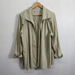 80s YVES SAINT LAURENTイヴ サンローラン シャツ ジャケット ギャザー 古着 vintage レディース M カーキ系 B600のサムネイル