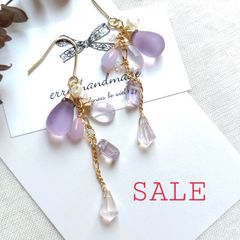 14kgf・ピンクアメジスト ピーコックカービングピアス（オパール