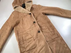 ★URBAN RESEARCH DOORS フェイクムートン コート アウター レディース フリーサイズ フード キャメル 中古品 管理2M262