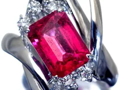 【ジュエリー極】超希少宝石！極上大粒天然ルベライト2.516ct＆ダイヤモンド0.27ct 超高級Pt900リング h8196igl【送料無料】
