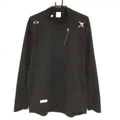 オークリー 長袖ハイネックシャツ 黒 スカルプリント ハーフジップ  メンズ XL ゴルフウェア Oakley