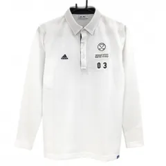 【新品】アディダス 長袖ポロシャツ 白×ネイビー 複数ワッペン 吸汗速乾  メンズ M/M ゴルフウェア adidas